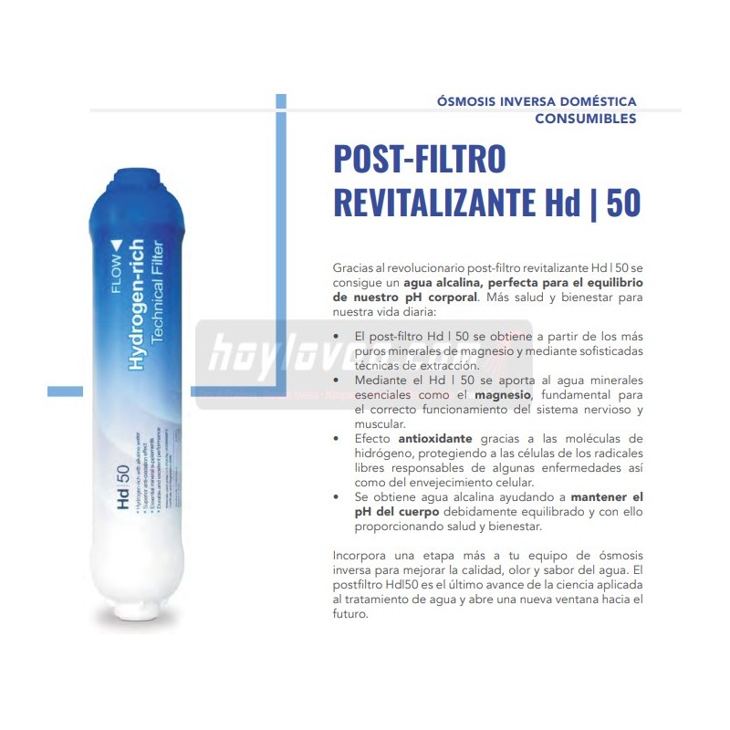Postfiltro revitalizante Hd-50 /hidrógeno